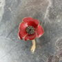 Poppy Red Flower Gold Tone Brooch, thumbnail 3 of 4