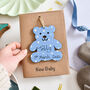 Personalised New Baby Wooden Teddy Keepsake Card, thumbnail 1 of 3