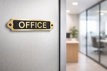 Custom Solid Brass Office Plaque With Black Finish, 2 of 7