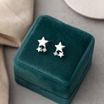 Christmas Sparkle Sterling Silver Star Stud Earrings, 2 of 8