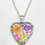 Heart Pendant Necklace With Pastel Flowers In Silver Or Gold, thumbnail 2 of 10