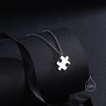 Tiny Jigsaw Pendant Necklace In Sterling Silver, 6 of 11