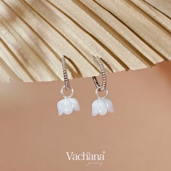 Vachana Shell Lily Sterling Silver Dangle Earrings, 2 of 10