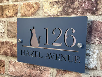 Personalised Cat Silhouette Design House Number Sign Acrylic, 8 of 10