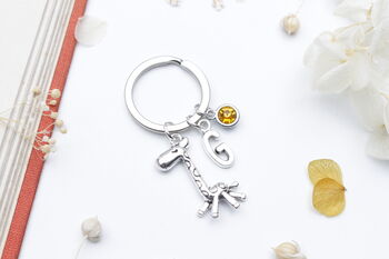 Personalised Giraffe Keyring Cute Animal Keyring, Daughter Gift, 3 of 9