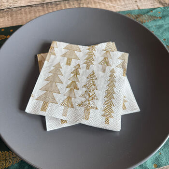 Gold Christmas Tree Cocktail Napkins – Set Of 20, 2 of 5