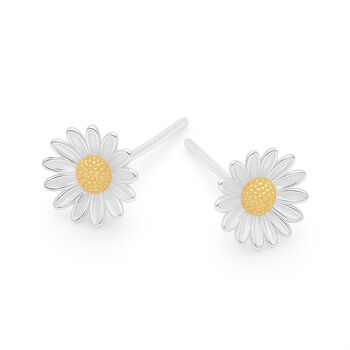 Sterling Silver And Gold Daisy Stud Earrings – 7mm, 2 of 8