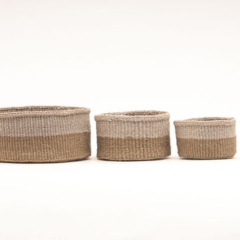 Chali: Charcoal And Sand Duo Colour Block Woven Basket, 9 of 9