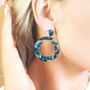 Blue And Green Tortoise Shell Dangle Hoop Earrings, thumbnail 1 of 5