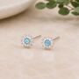 Sterling Silver Blue Opal Daisy Stud Earrings, thumbnail 1 of 8