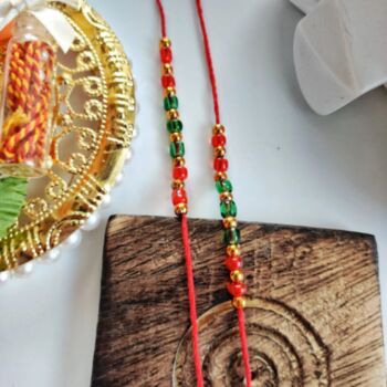 Red Beads Slim Thread Rakhi For Raksha Bandhan, 5 of 8