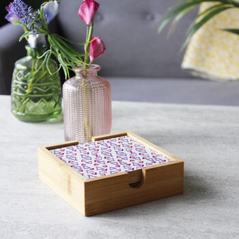 Set Of Bamboo Coasters And Holder For Her, 10 of 12
