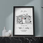 'First Home' Monochrome Location Map Print, thumbnail 2 of 12