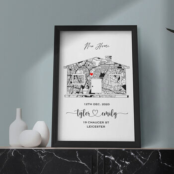 'First Home' Monochrome Location Map Print, 2 of 12