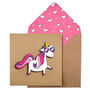 Handmade Pink Unicorn Personalised Blank Card, thumbnail 1 of 5