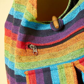 Handmade Bohemian Rainbow Stripe Shoulder Bag, 4 of 6