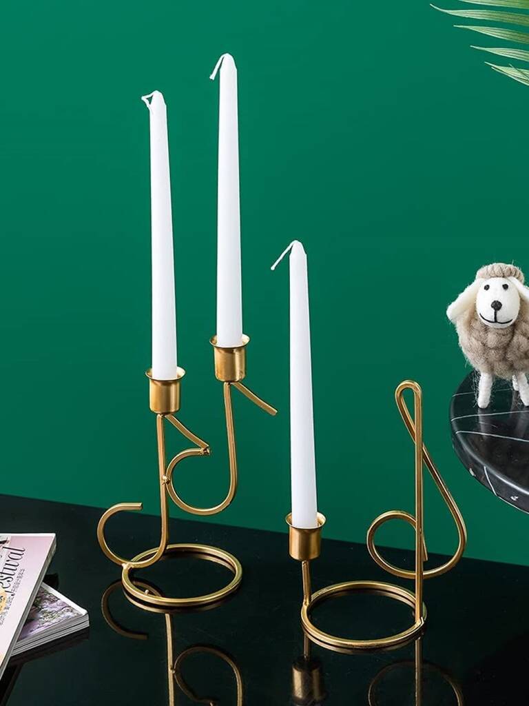 Two Arms Metal Candlestick Taper Candle Holder Stand By Momentum