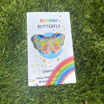 Bright Rainbow Butterfly Enamel Pin Badge, 8 of 11
