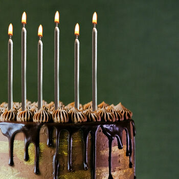 G Decor Set Of Twelve Silver Skinny Cake Candles, 3 of 7