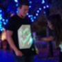 Adults Unisex Interactive Green Glow T Shirt In Black, thumbnail 3 of 8