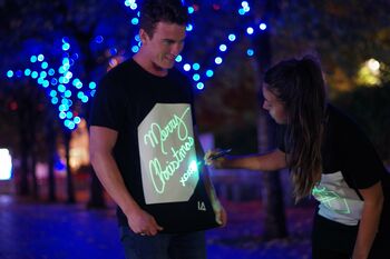Adults Unisex Interactive Green Glow T Shirt In Black, 3 of 8