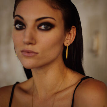 Gold Plated Silver Slim Shard Earrings, 2 of 4