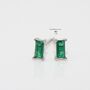 Silver Emerald Cz Stud Earrings, thumbnail 1 of 6