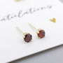 Solid 9ct Yellow Gold January Garnet Birthstone Stud Earrings, thumbnail 4 of 7