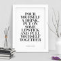 'Put On Some Lipstick' Black White Typography Quote, thumbnail 4 of 4