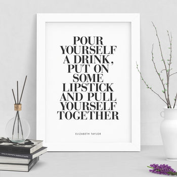 'Put On Some Lipstick' Black White Typography Quote, 4 of 4