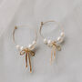 Bow And Pearl Hoops Earrings, thumbnail 1 of 3