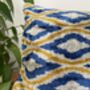 Velvet Blue, Yellow And Beige Cushion Cover, thumbnail 4 of 7