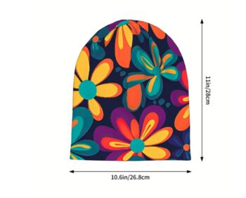 Soft Chemo Headwear Beanie Hat Bandana Bright Flowers, 4 of 5