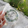 Personalised Wedding Wreath Glass Flat Bauble Keepsake, thumbnail 4 of 5