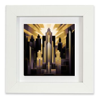 Urban Horizons Art Deco Three Framed Ceramic Art Tile, 5 of 10