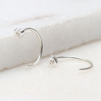 Sterling Silver And Crystal Pull Through Heart Earrings, 2 of 6