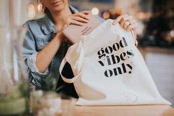 Good Vibes Only Cotton Tote Bag, 4 of 4