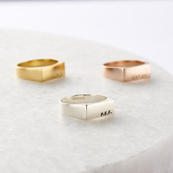 Personalised Rectangle Silver Signet Ring, 6 of 11