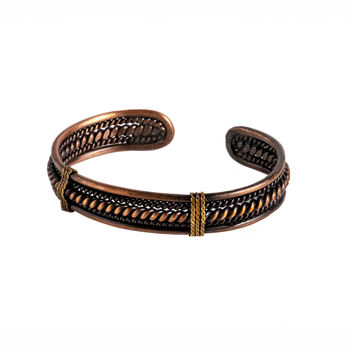 Hammered Dark Copper Healing Bracelet For Men, 2 of 2