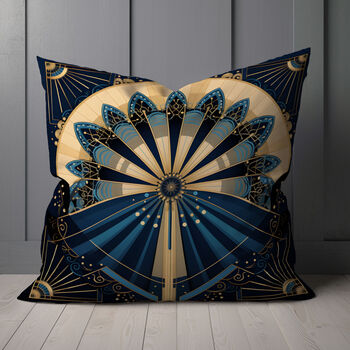 Deco Elegance In Blue Art Deco Cushions Design One, 6 of 8