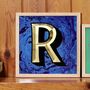 Reverse Glass Gold Marbled Letter 'R' In 23ct Gold, thumbnail 3 of 3