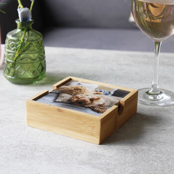 Set Of Bamboo Photo Coasters For Pet Mums, 7 of 12