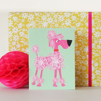 Pink Poodle Dog Mini Greetings Card, 2 of 4