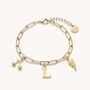 Charm Builder™ Gold Paperclip Chain Multi Charm Bracelet, thumbnail 2 of 9