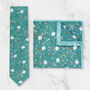 Wedding Handmade 100% Cotton Floral Print Tie In Teal, thumbnail 1 of 5
