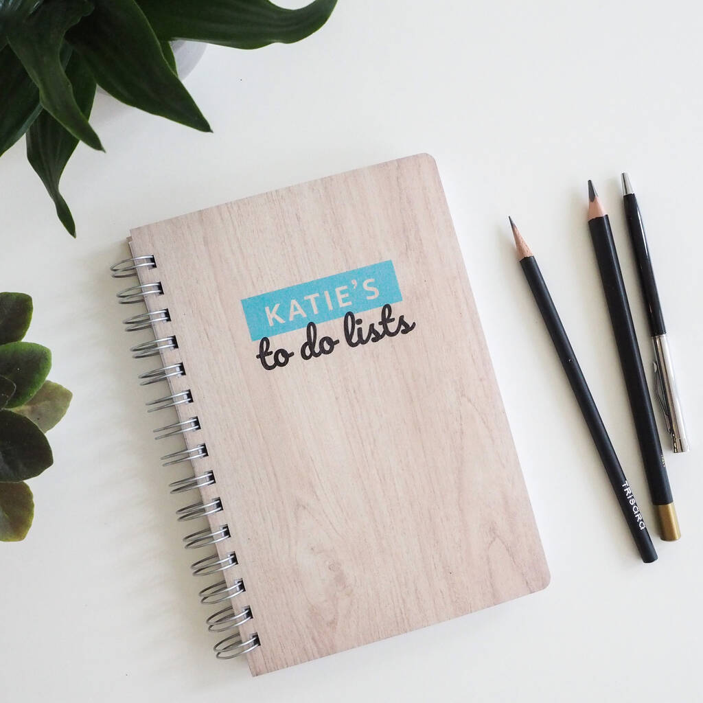 Personalised To Do Lists Wood A5 Ring Bound Notebook By Proper Goose