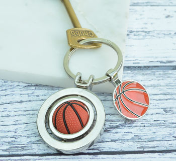 Personalised Spinning Basketball Keyring, 2 of 3