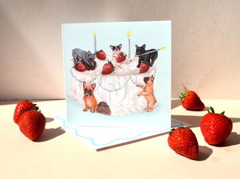 French Bulldog Birthday Strawberry Cream Cake Card, 4 of 7