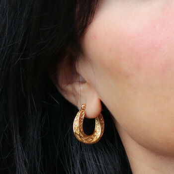 18 K Gold Plated Vintage Inspired Portobello Mini Hoop, 7 of 8