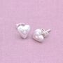 Sterling Silver Embedded Crystal Heart Stud Earrings, thumbnail 2 of 7
